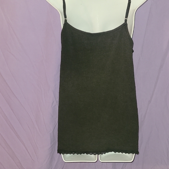 POL Black Knit Lace Side Henley Tank Top - Picture 3 of 7